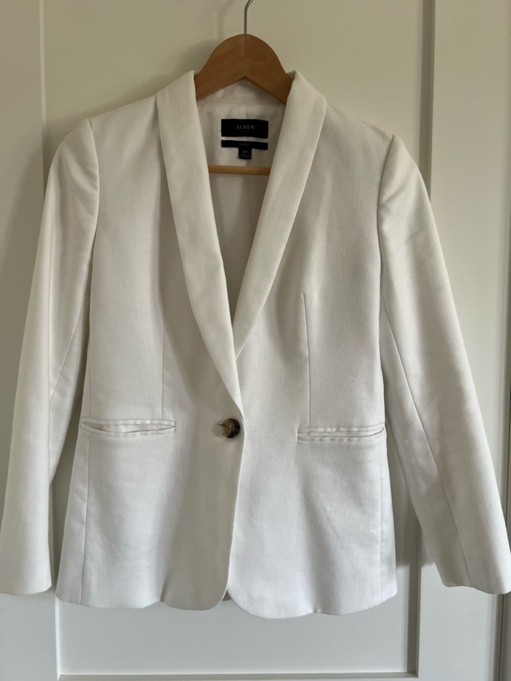 J. Crew White Shawl-Collar Single-Button Blazer